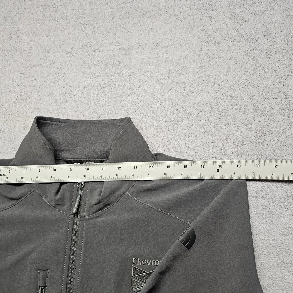 The North Face Soft Shell Jacket Mens L Gray Chevron Richmond ELT Logo‎ Full Zip